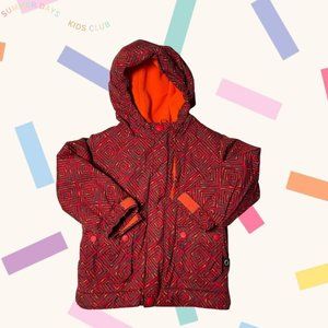 Warm and Cozy REI 18M fleece lined winter coat and Red Orange Pattern